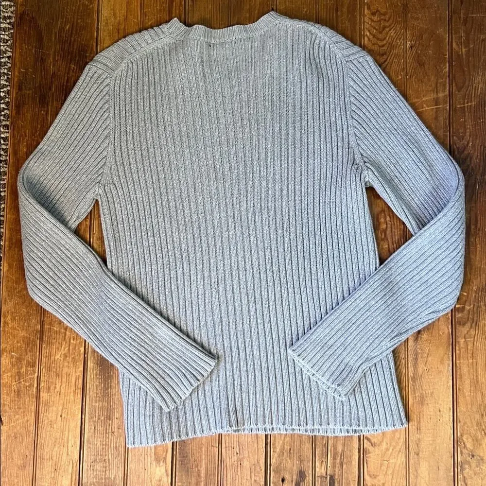 Women’s vintage 90s J. Crew Sweater Light Gray chunky cotton crewneck